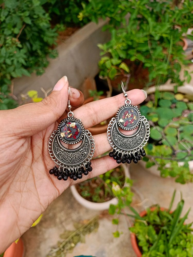 Resin Real Rose Jhumkas