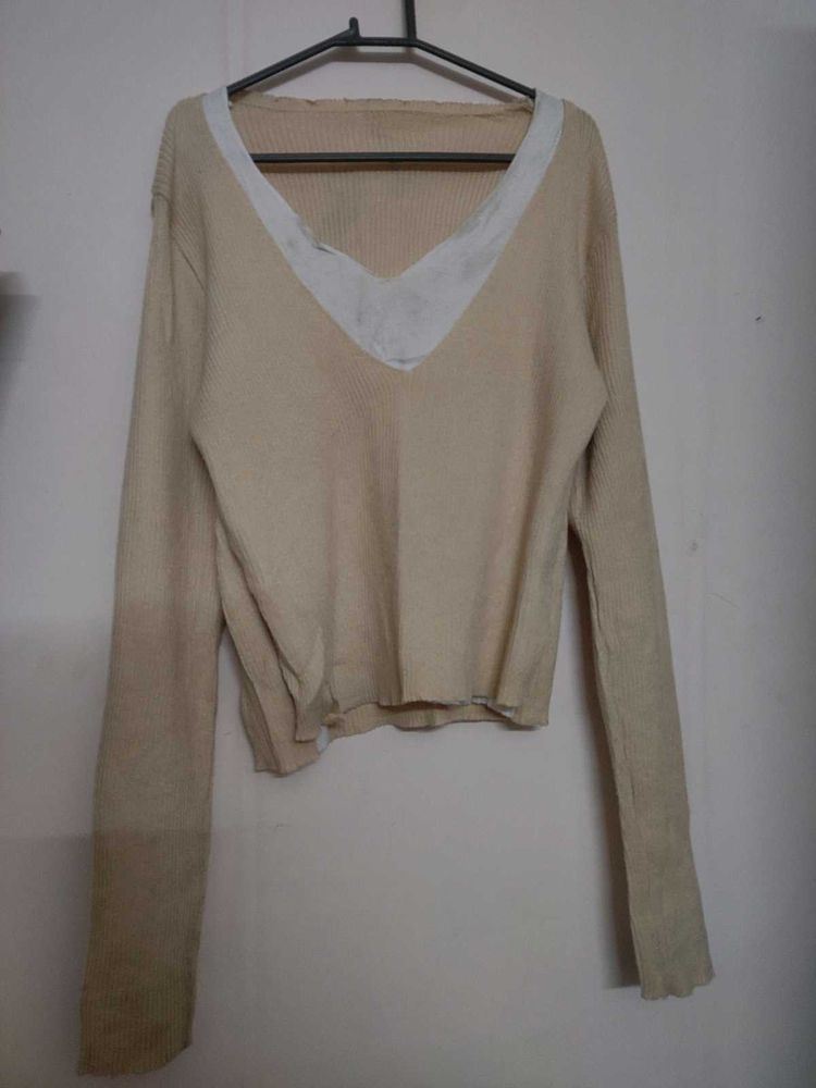 Beige Sweatshirt with attached Tank Top