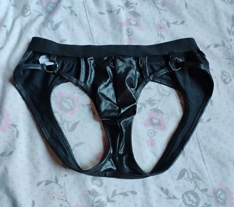 Black Leather Backless Brief