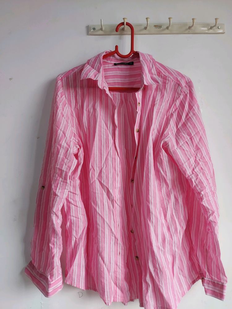 Dunnes Pink And White Strip Shirt