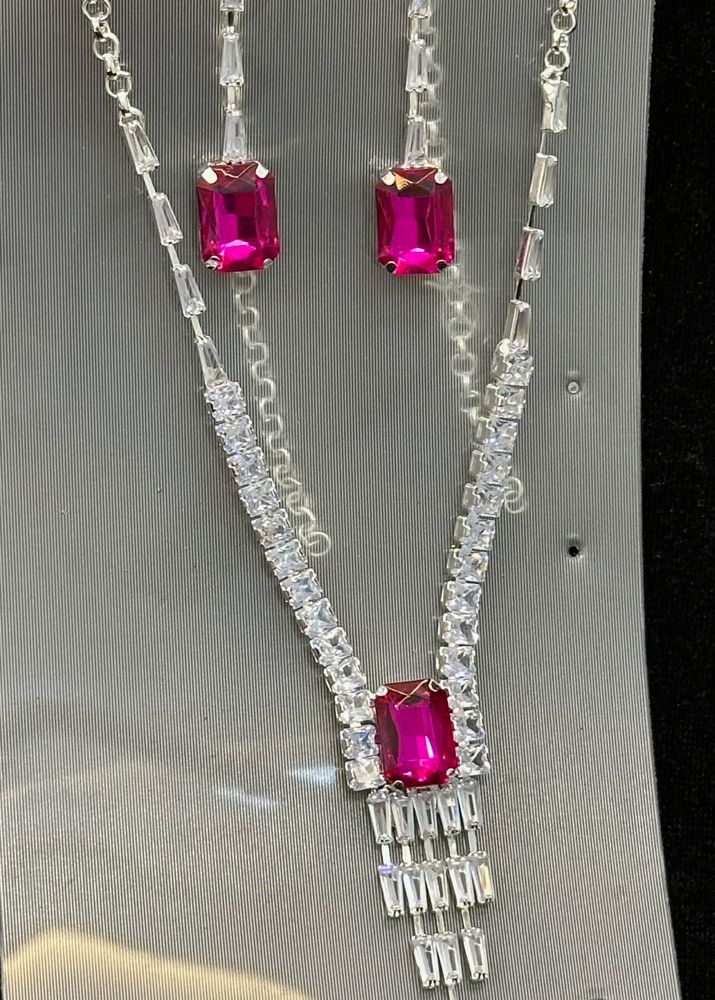 Silver Pink Diamond Set