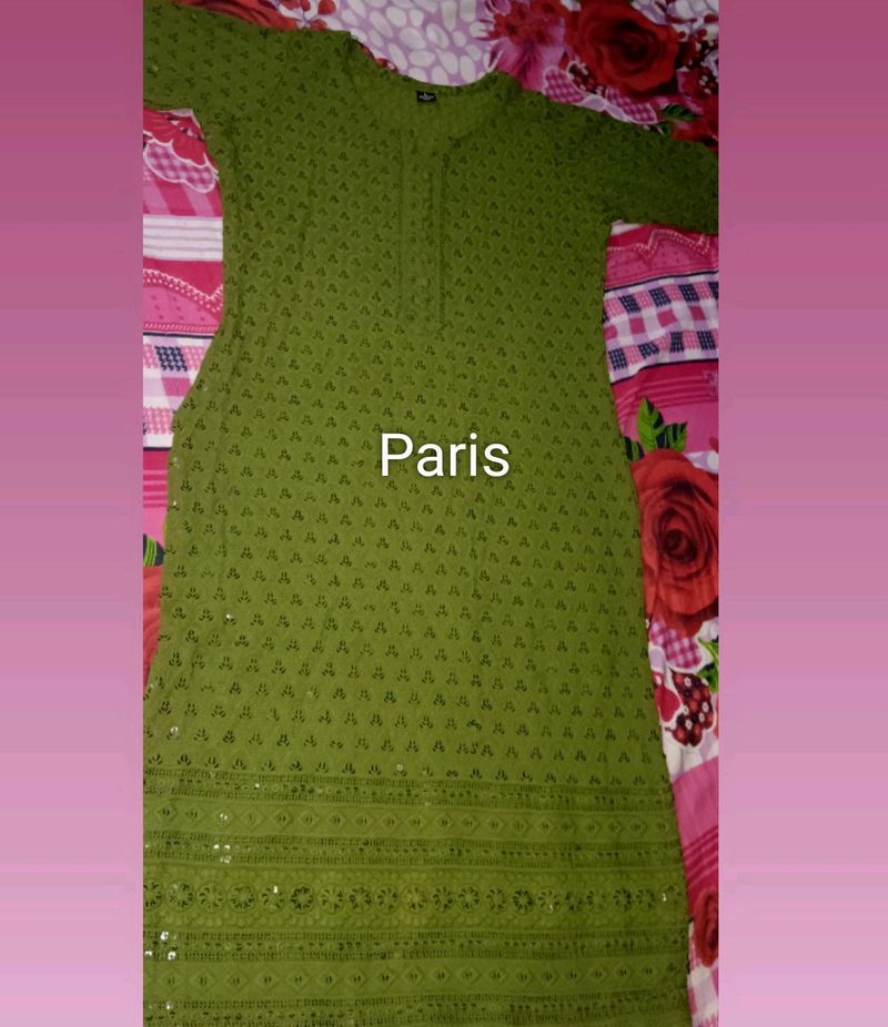 Chikankari Kurti 💚 Green