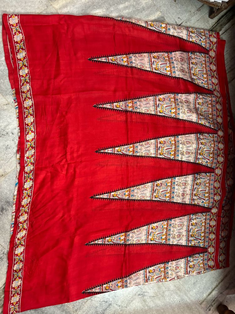 Pure Silk Madhubani Painted Saree With Blouse