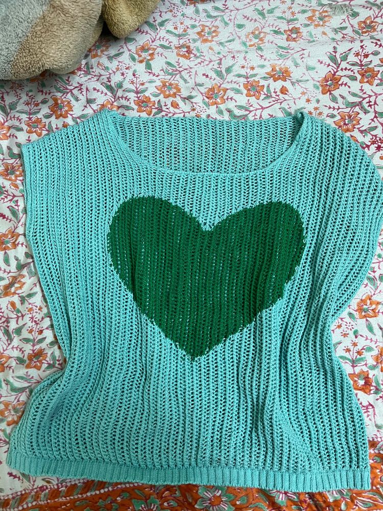 cute crocheted green heart vest