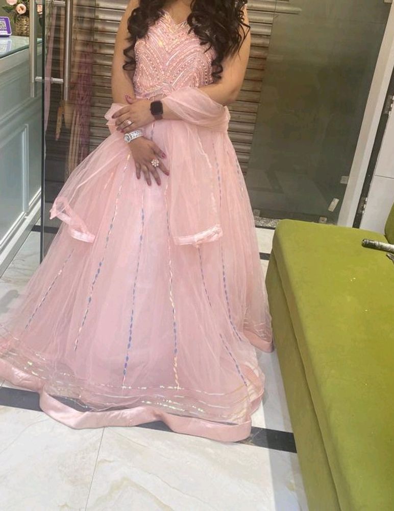 Full Flare Princess Look Baby Pink Gown