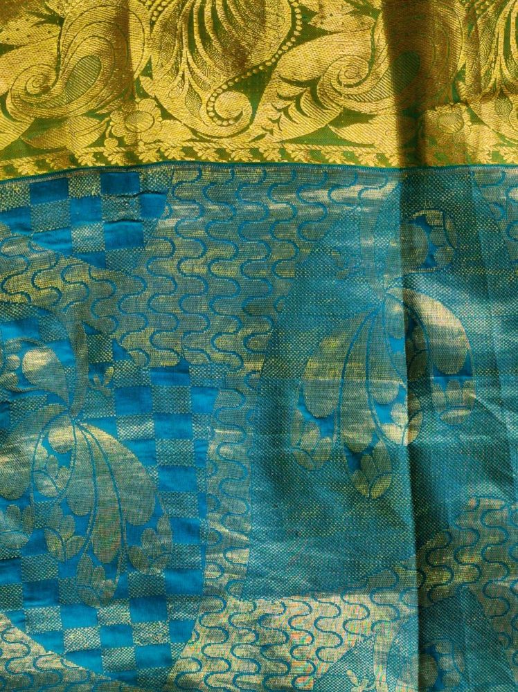 Blue And Green Silk Saree