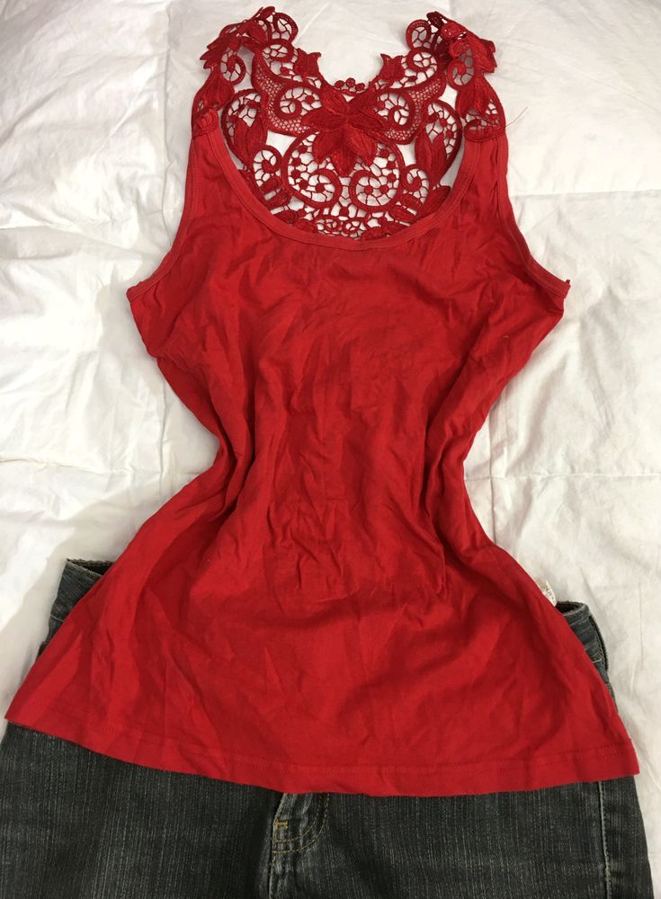 Red Lace Pinterest V-Neck Pattern Top