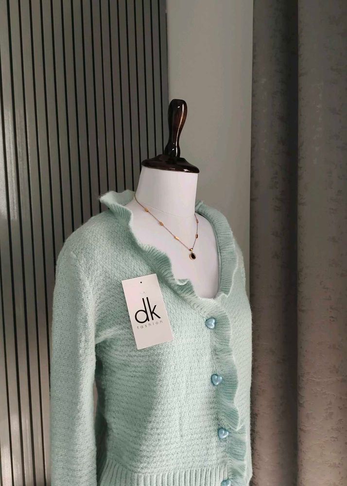 Pinteresty Pastle Blue Cardigan With Heart Buttons