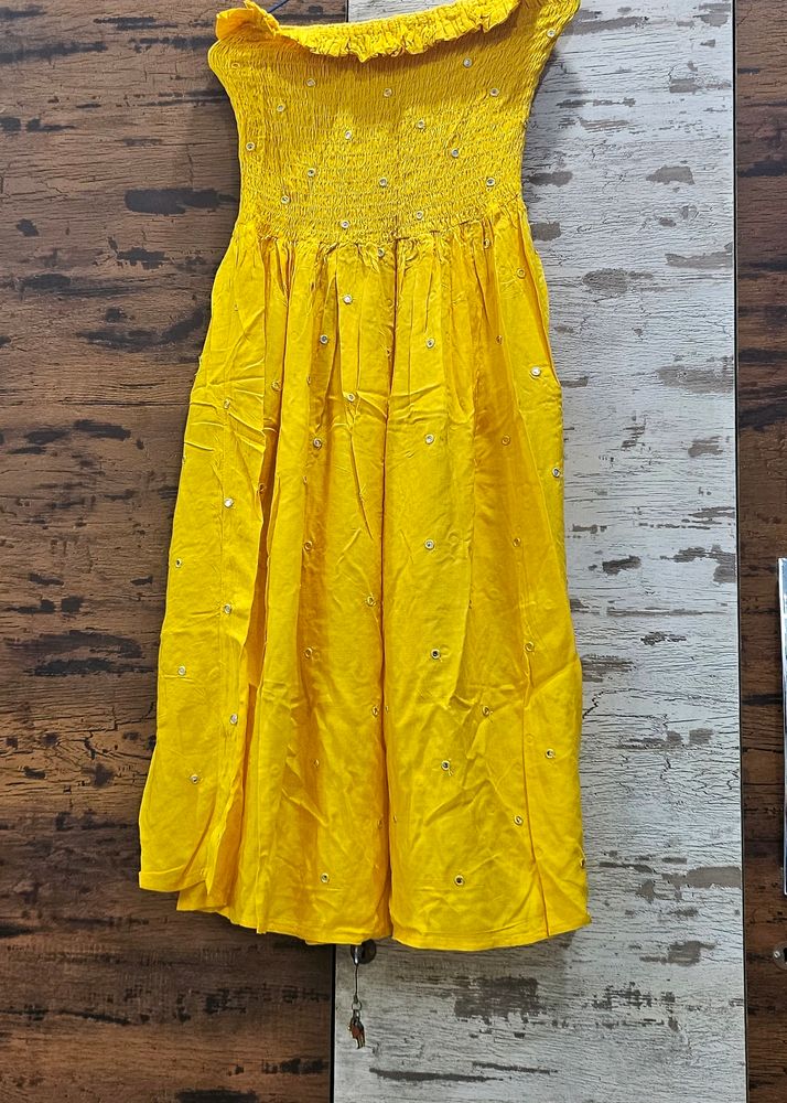 Yellow Hot Tube Suit With Palazzo And Dupatta