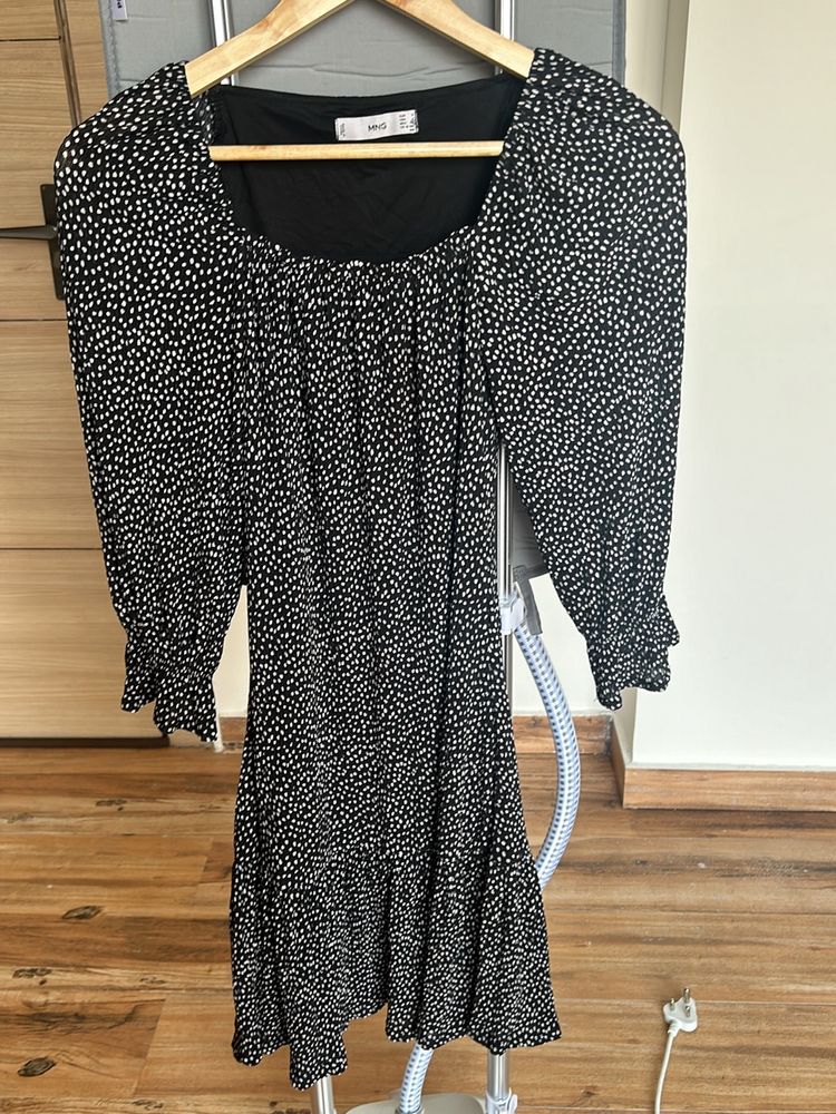 Black Polka For Mini With Square Neck