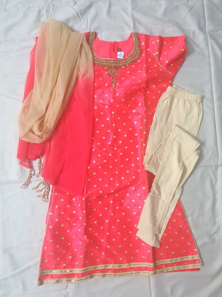 Fancy Silk Kurti Set For Girls