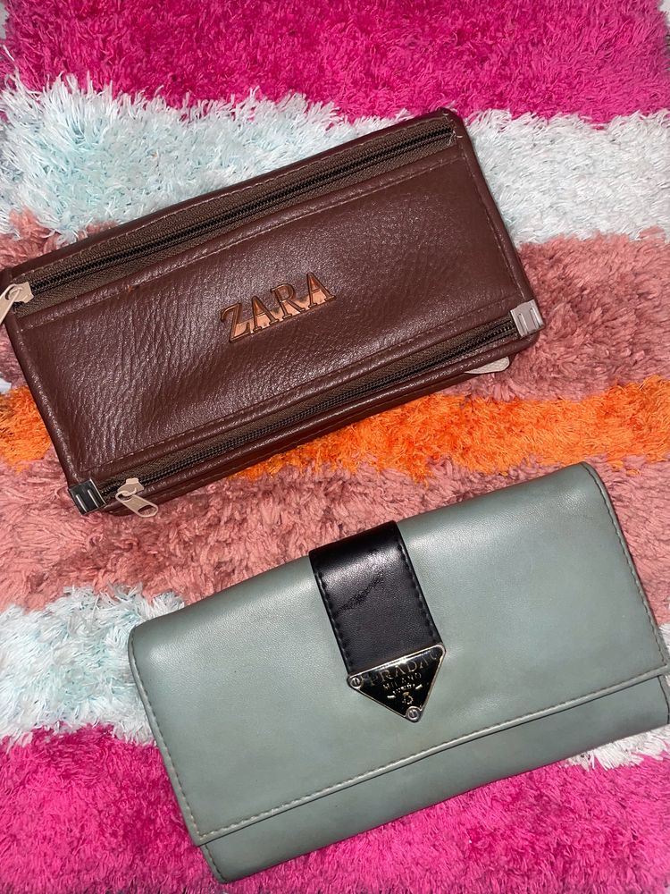 Brown Wallet & Green Walle