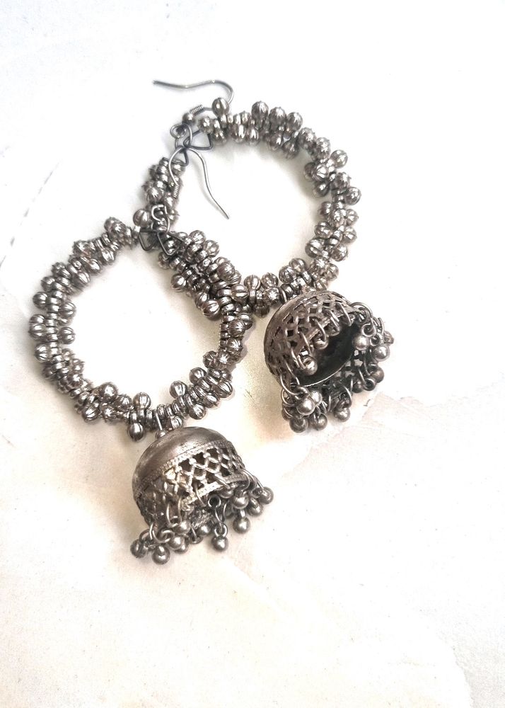 oxidised jwellery jhumke