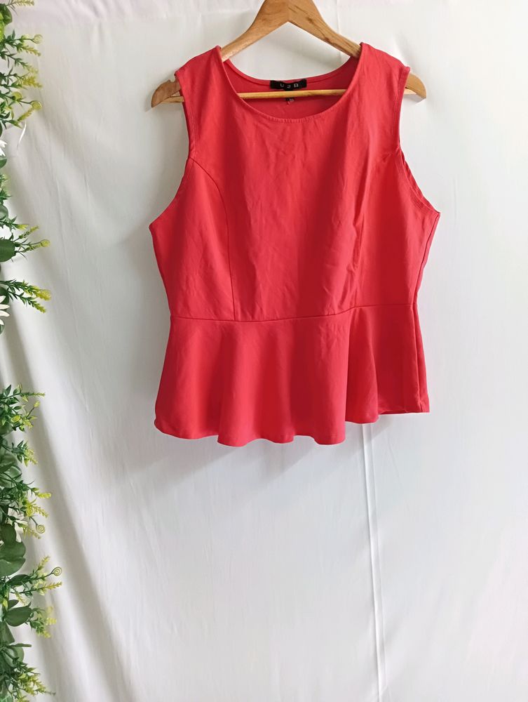 💥SALE_50%_OFF💥Red Peplum Top, Sleeveless