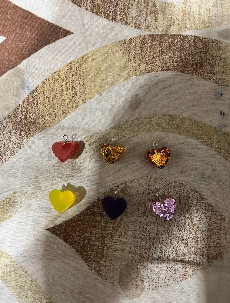 3d Heart Charms Pack Of 6