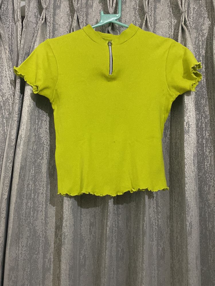 Lime Green Chain Fitted Top