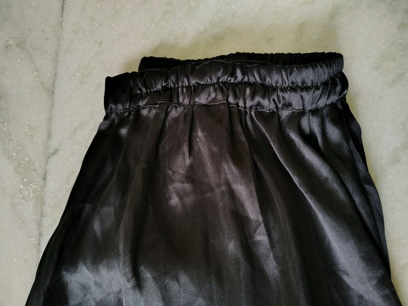 Black Satin Plazzo