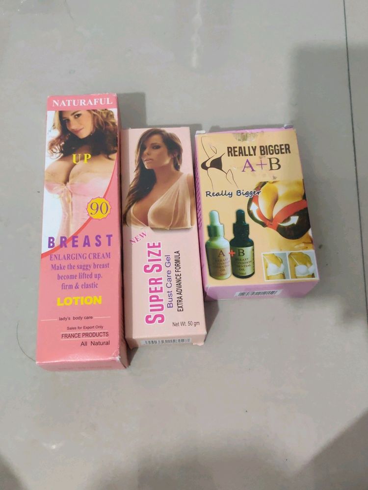 *New* Combo Of 3 Breast Enlargement Cream And Oil