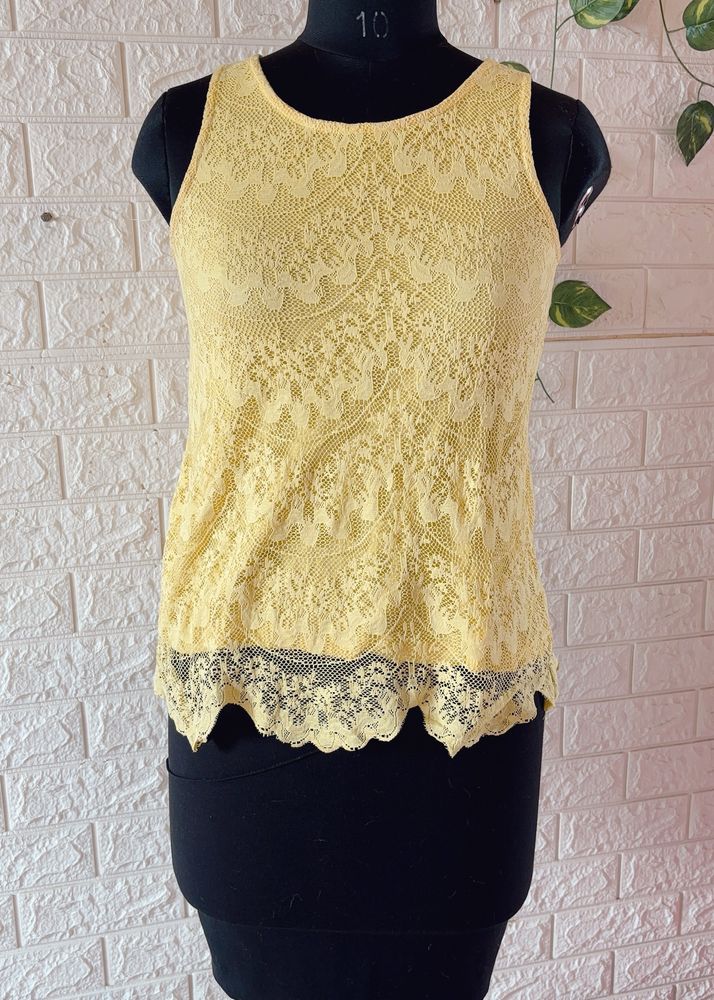 Yellow Lace Detail Top