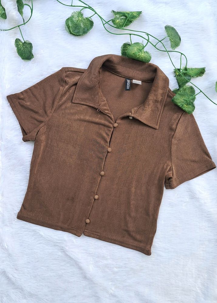 H&M Collared Brown Top