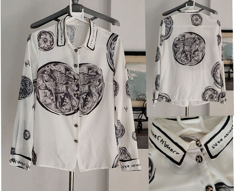 Chanel Print Button Up Shirt