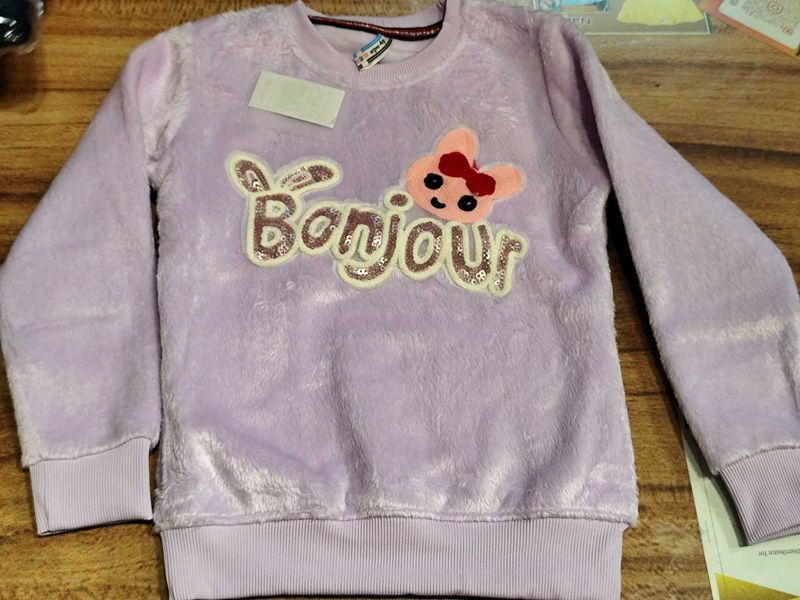 Party Wear Woolen Winter Sweatshirt For Girls