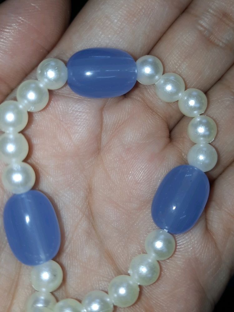 Sky Blue Stones & Pearl-Necklace & Bracelet