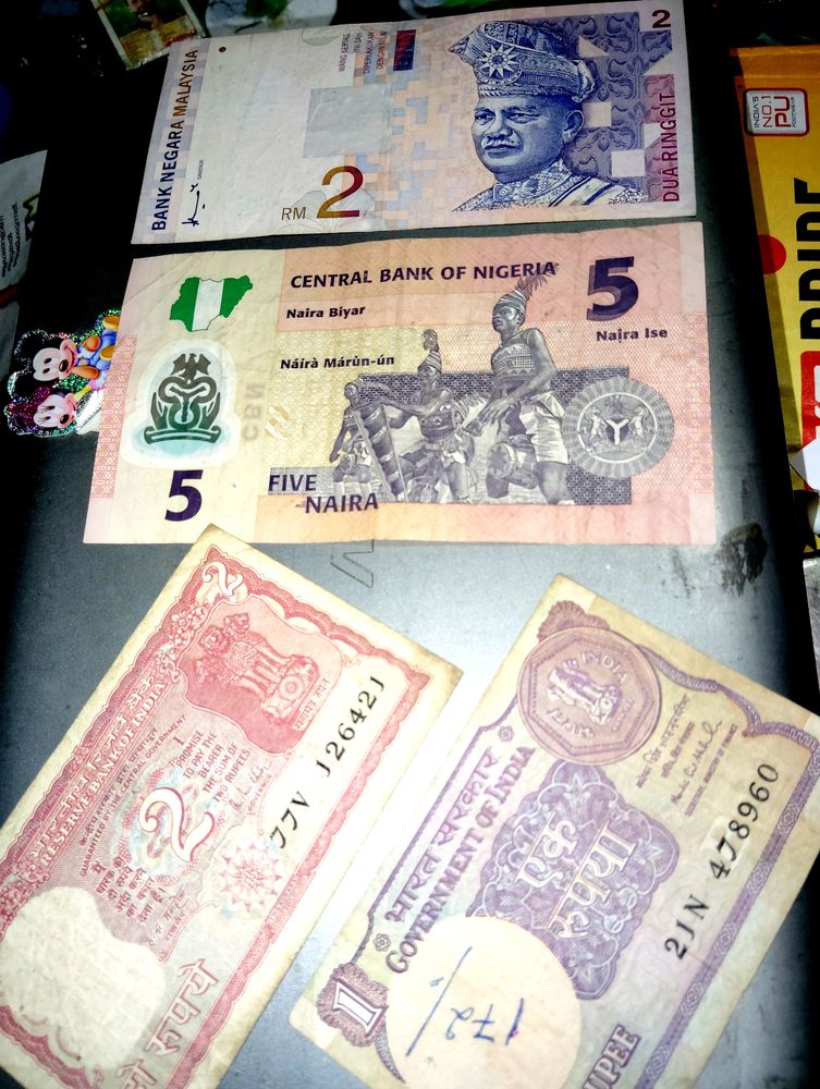 Assorted 4 Currency Malaysian Indian Etc