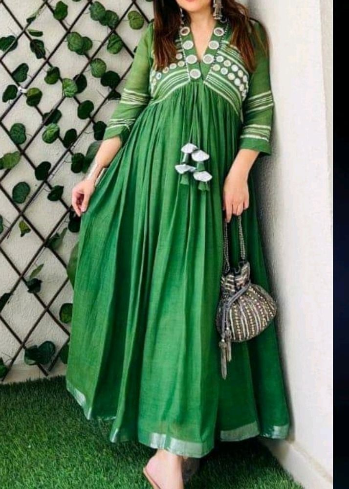 Paroot Green Ethnic Vibes Festive Midi Dress