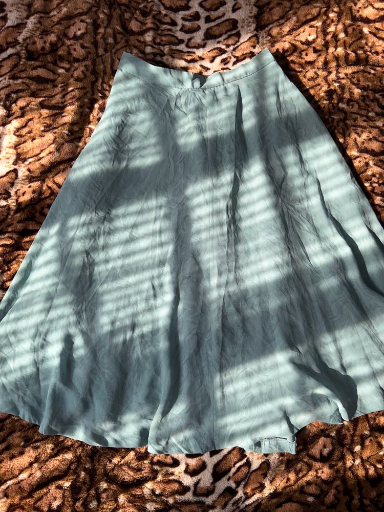 Sage Green Marble Printed Midi Skirt