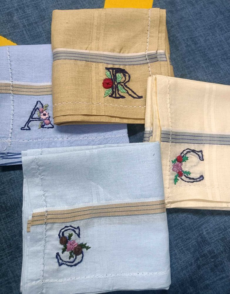 Customized Initial Embroidery On Handkerchief