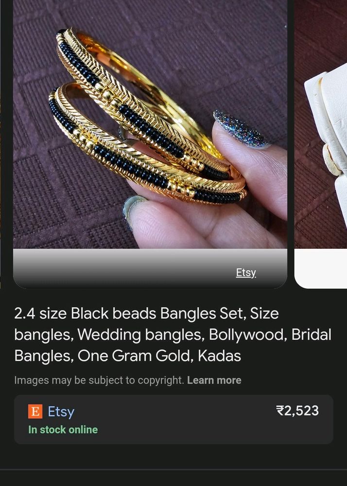 Gold Plated Black Beads Bangles (Woman)