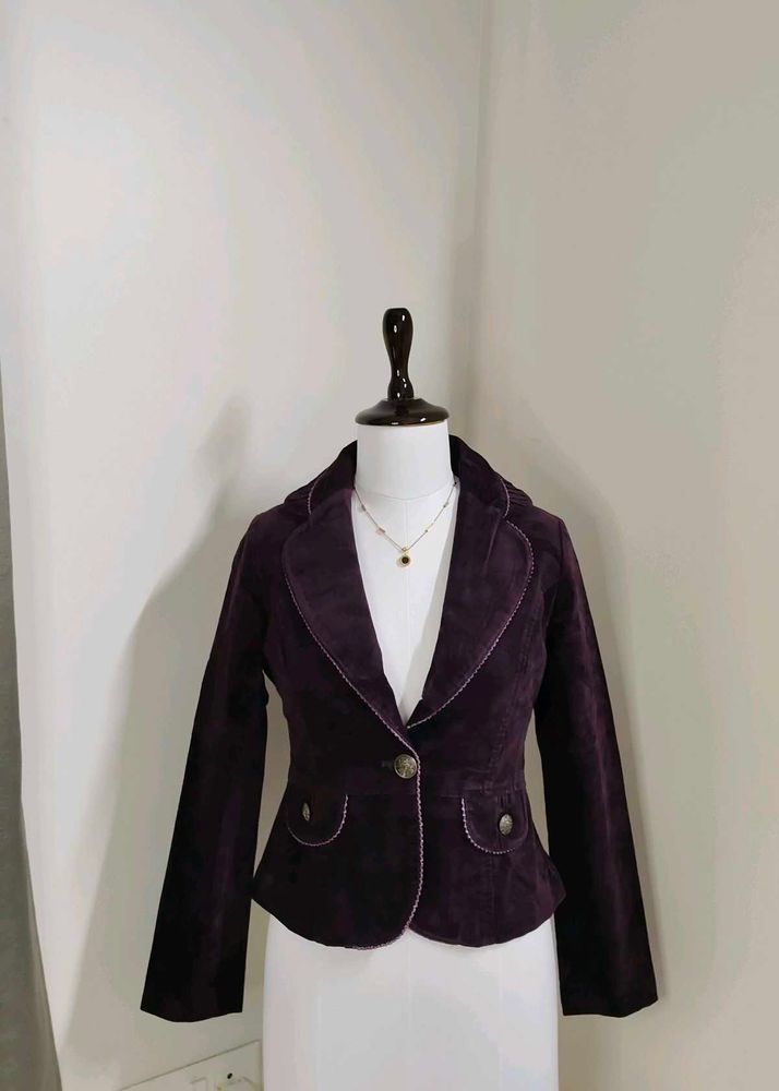 🆕 Vintage Wine/Purple Luxurious Velvet Blazer