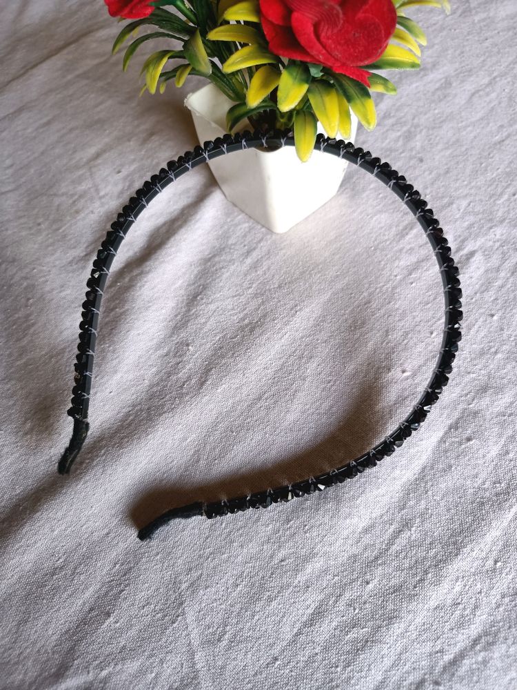 Black Beaded Metal Hairband