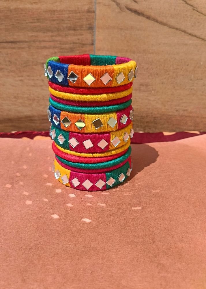 Handmade multicolour Bangles & Kada Set