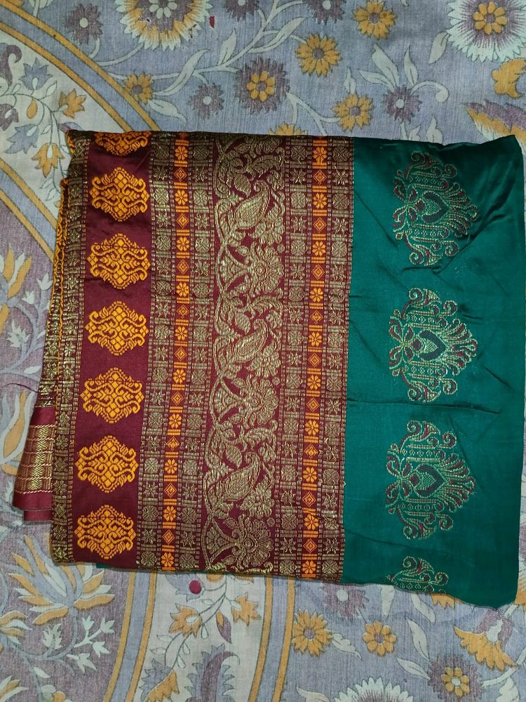 Dark Rama Green Saree