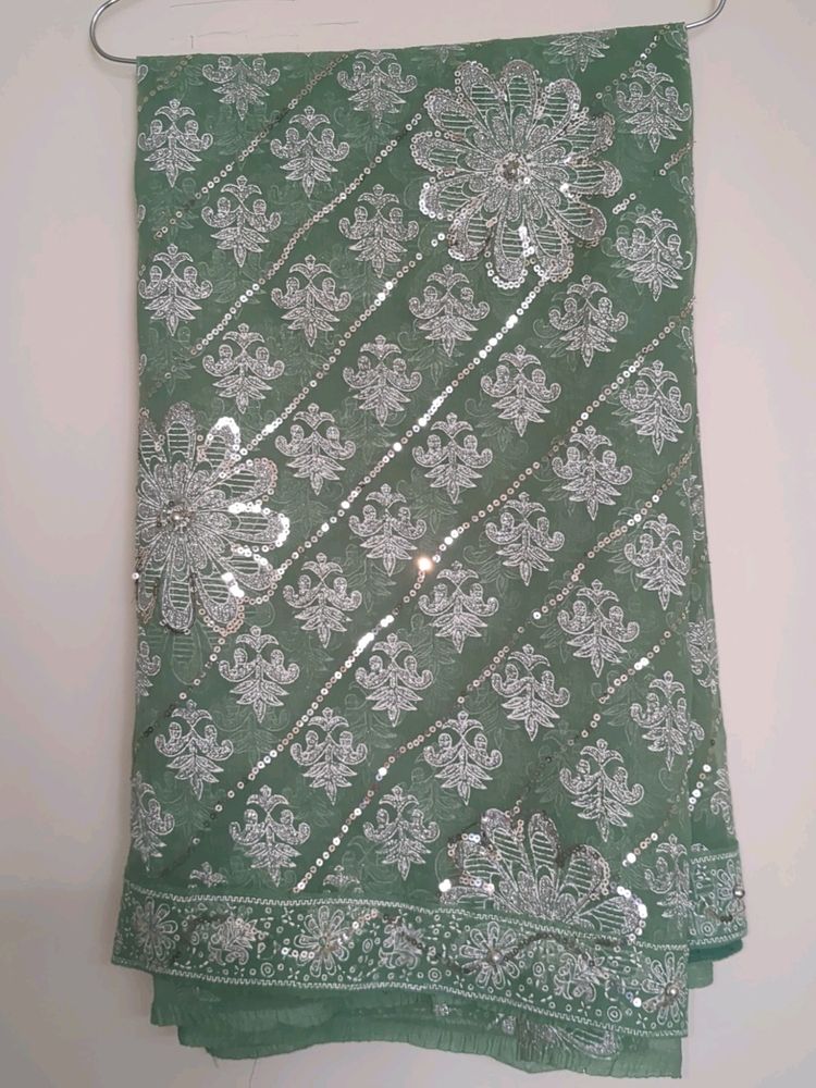 Caribbean Green Chiffon Saree