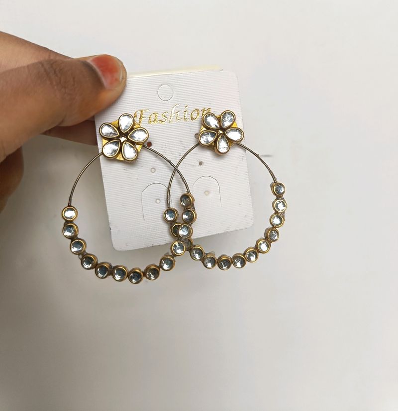 Kundan Ring Stud Earrings