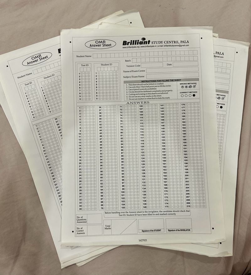 3 OMR Sheets For NEET