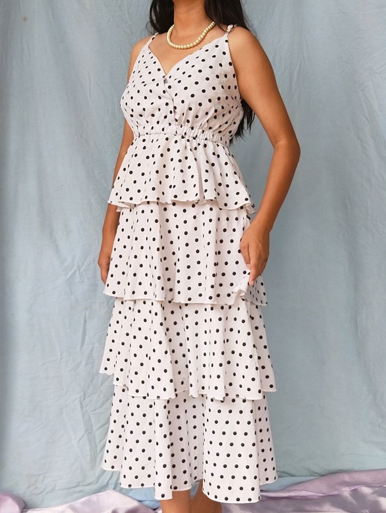 Korean Polka dot Ruffle Dress