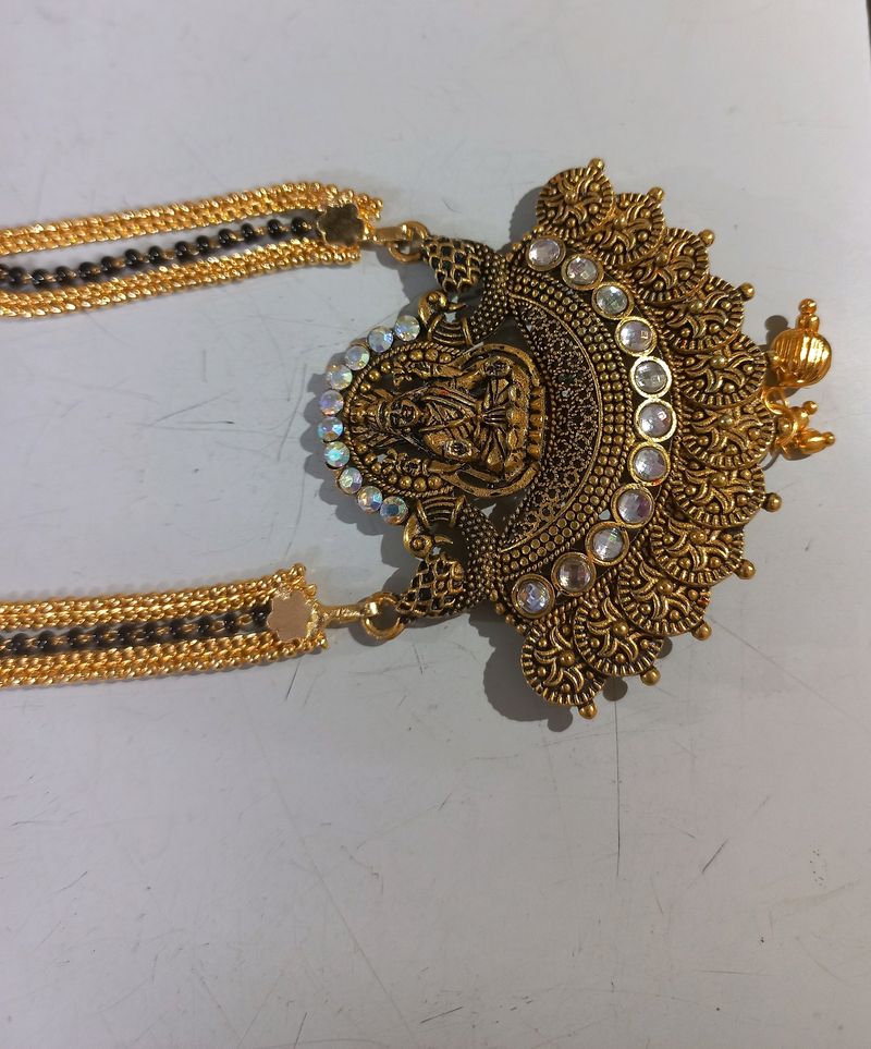 Artificial Gold Plated Mangalsutra With Earrings