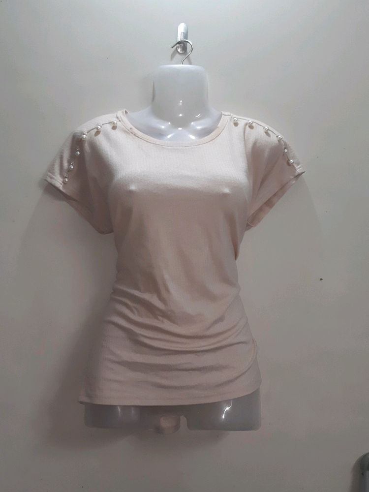 Gorgeous Beige Coloured Pearl Styled Top❤️