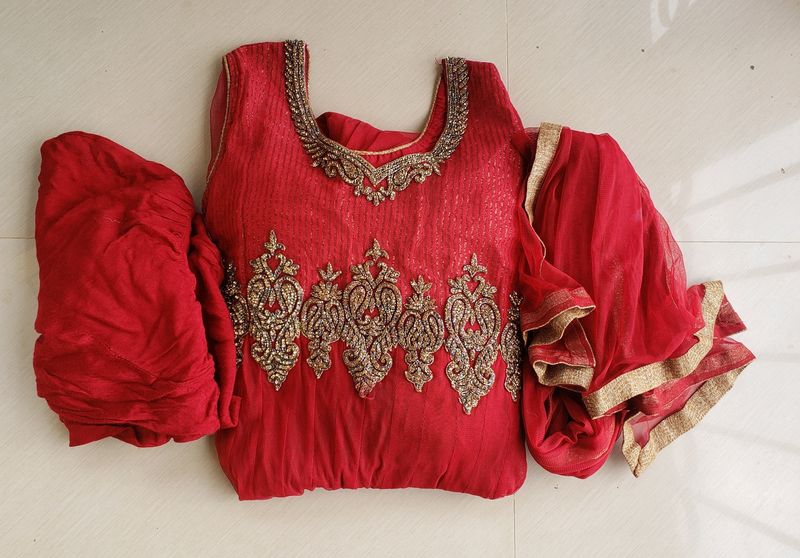 Maroon Heavy Anarkali Suit.