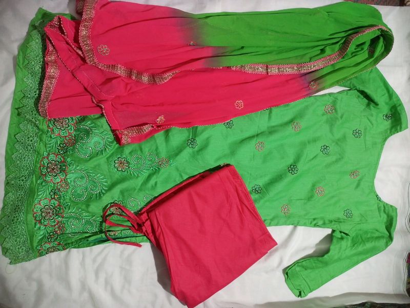 Festival Churidar Set With Pant And Dupatta