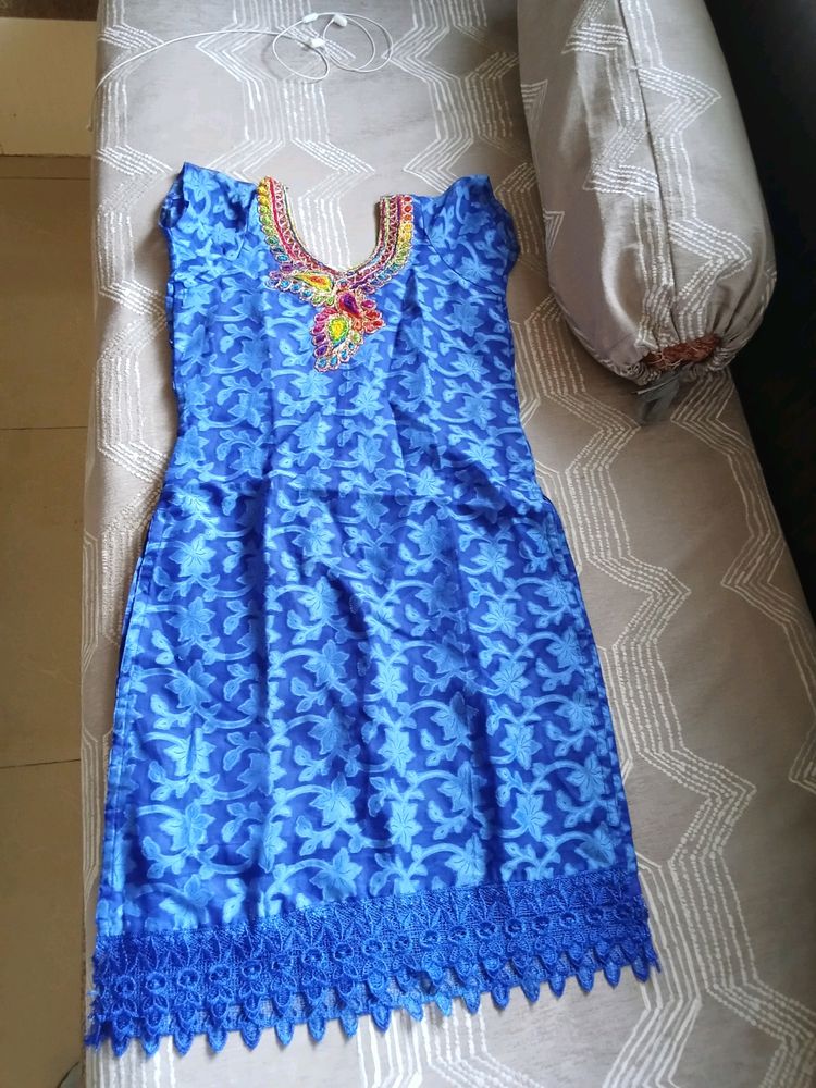 Blue Georgette Embroidery Kurta