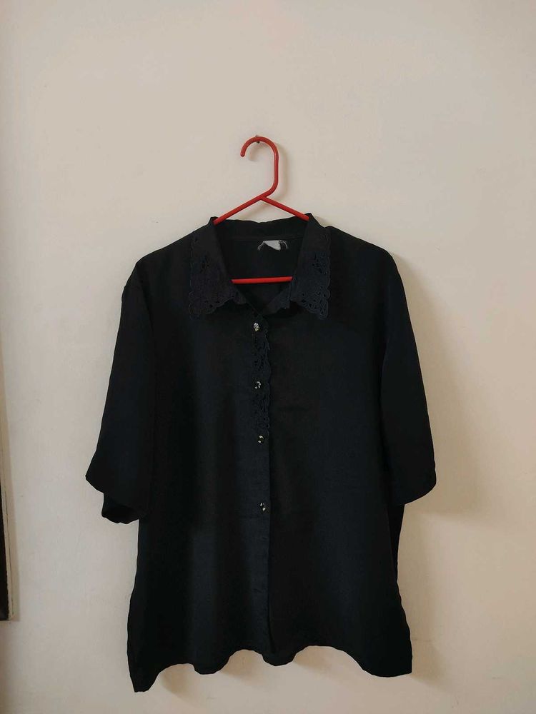 Oversized Black Collar Shirt