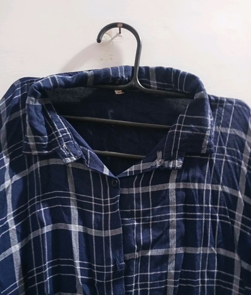 Navy Blue Checkered Shirt