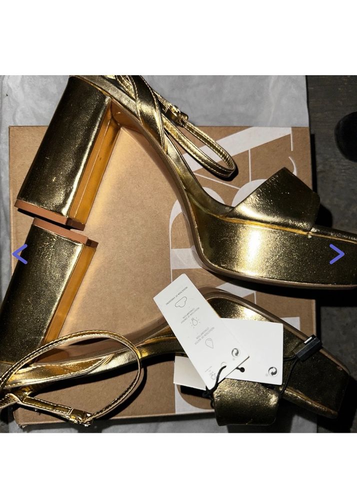 ZARA golden Heels With Tags