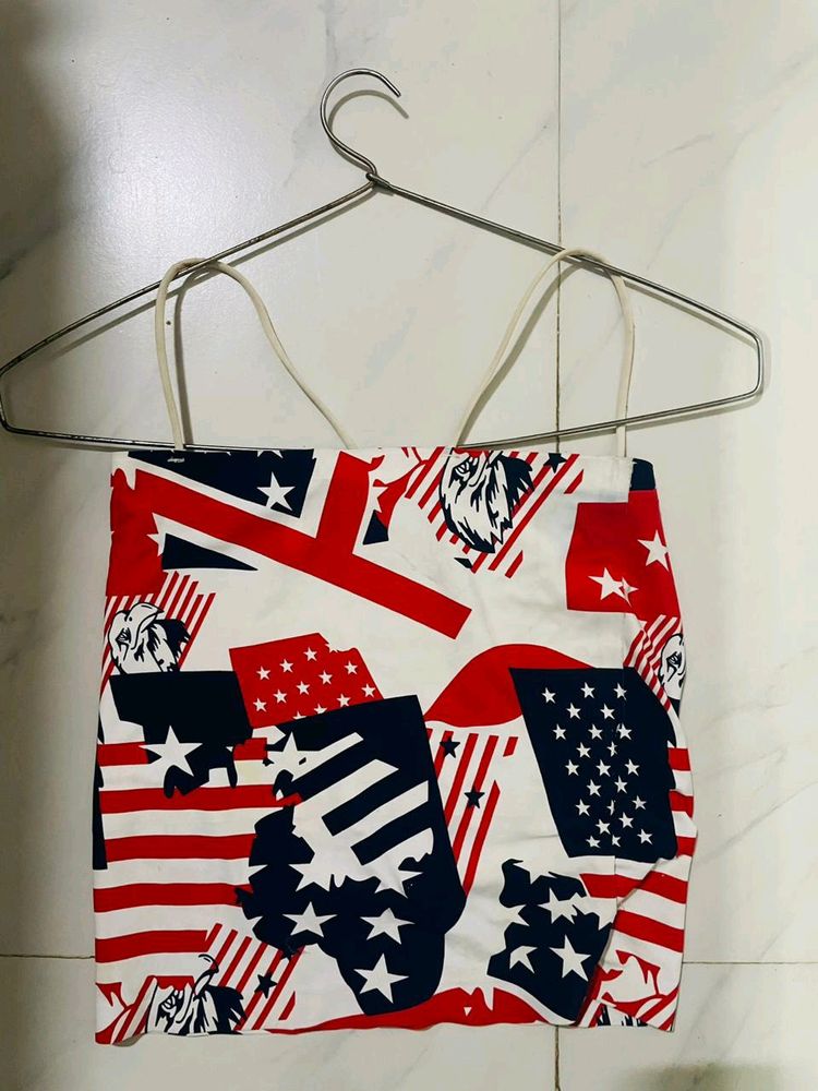 Americn Printed Crop Top