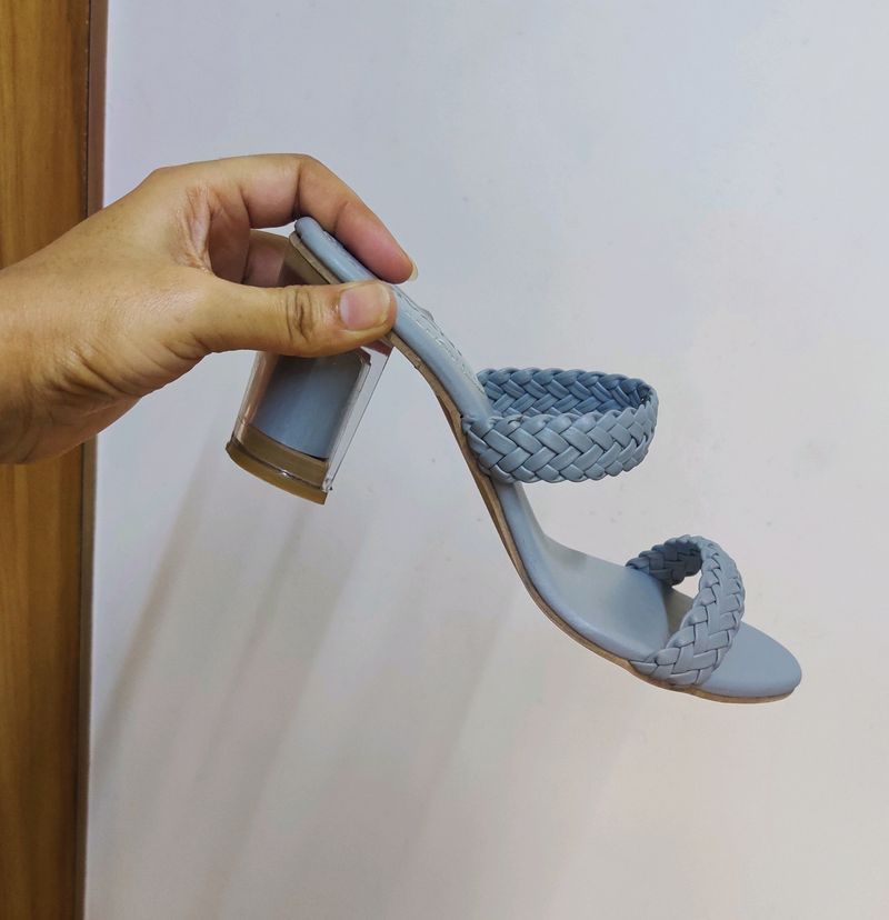 (NEW) Grey Colour Transparent Heels